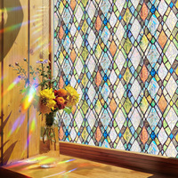 3D-Muster Statische Fensterfolie für Privatsphäre, Farbige Dekorative Nicht-Klebende Glasaufkleber für den Hausgebrauch