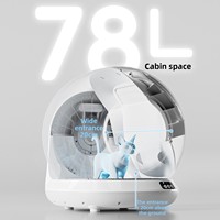 Bac à litière pour chat intelligent à nettoyage automatique, connexion intelligente, interaction par application, grand format, design sphérique, matériau ABSPP, 78L