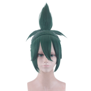 La peluca <span class=keywords><strong>de</strong></span> cosplay del Lord Saint Dakuzi presenta una cola <span class=keywords><strong>de</strong></span> caballo verde y muy alta, hecha <span class=keywords><strong>de</strong></span> cabello sintético. - Product Image 2