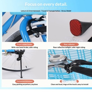 <span class=keywords><strong>Bicicleta</strong></span> Urbana para <span class=keywords><strong>Mujer</strong></span>, Estilo Coreano, 24/26 Pulgadas, Cuadro <span class=keywords><strong>de</strong></span> Acero <span class=keywords><strong>de</strong></span> Alto Carbono, <span class=keywords><strong>con</strong></span> Canasta, para Uso Diario en la Ciudad - Product Image 4