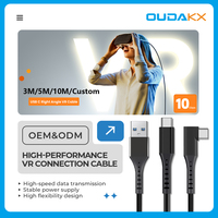 Kabel Ekstensi USB C ke C 10Gbps Jarak Jauh dengan Repeater, Selubung TPE Ultra-Fleksibel, Kabel VR Link 90 Derajat untuk Gaming VR