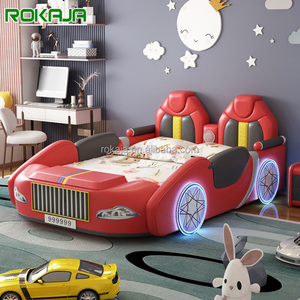 Lits pour enfants populaires en forme de voiture <span class=keywords><strong>avec</strong></span> <span class=keywords><strong>rangement</strong></span>, <span class=keywords><strong>lit</strong></span> multifonctionnel en forme de dessin animé pour enfants, <span class=keywords><strong>lit</strong></span> souple en bois et cuir de style américain, ensemble de <span class=keywords><strong>lit</strong></span> pour petite voiture - Product Image 1