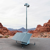 Tour d'éclairage solaire mobile flexible avec caméra CCTV, mât télescopique extérieur 7m 9m, pour surveillance solaire