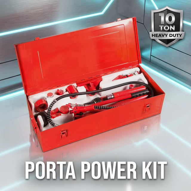10-20 Ton Hydraulic Porta Power Kit, Heavy Duty Auto Body Frame Repair Tool with Steel Case, Professional Collision Ram Jack