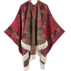 Chal de Imitación de Cachemira Estilo Vaquero Vintage, Capa de Viaje Otoñal Ecológica con Flecos Largos, Abrigo Cálido para Fotografía al Aire Libre - Product Image 3