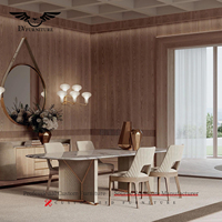 Table à manger minimaliste italienne en bois massif avec plateau en marbre, taille/couleur personnalisables, pieds stables - Modèle Lvfurniture 20260423400