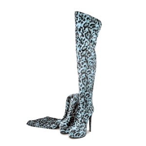 Luxe léopard velours femmes plate-forme talons hauts hiver cuissardes pour Pole Dance - Product Image 1