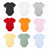Mono de bebé OEM de fábrica, 100% algodón, manga corta, para recién nacido, unisex, liso, venta al por mayor, exportación