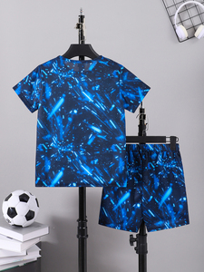 Vente en gros T-shirt et short à manches courtes imprimés graphiques 3D pour garçons-Ensemble <span class=keywords><strong>de</strong></span> vêtements confortables d'été respirant - Product Image 2