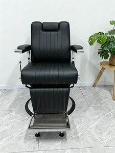 Sillón de Barbería de Estilo Antiguo, Ergonómico, Reclinable, Ajustable en Altura, Giratorio 360 Grados, con Marco de Acero Inoxidable, Hidráulico y Resistente - Product Image 2