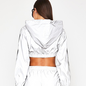 Giacca a Vento da <span class=keywords><strong>Donna</strong></span> Personalizzata con Zip Frontale, <span class=keywords><strong>Oversize</strong></span>, Riflettente, <span class=keywords><strong>Impermeabile</strong></span>, di Alta Qualità - Product Image 3