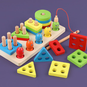 Juego de Bloques de Formas de Madera Montessori para Niños, Juego de Mesa de Emparejamiento, Juguetes Educativos Preescolares para el Desarrollo Cognitivo, Pesca y Apilamiento para Niños - Product Image 2