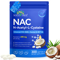 SOLOTREE 300 Gélules Marque Blanche N-acétyl-L-cystéine (NAC) Supplément avec NAD+ Huile de noix de coco et huile MCT pour Hommes et Femmes