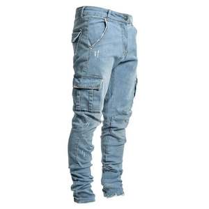 Vente en gros Nouveaux jeans pour hommes avec poche latérale Jeans d'extérieur à fermeture éclair Pantalons longs pour hommes Vêtements pour hommes Pantalons décontractés Jeans décontractés J0189 - Product Image 1