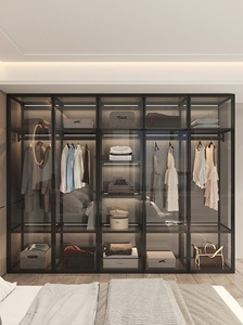 <span class=keywords><strong>Armadio</strong></span> con <span class=keywords><strong>Porte</strong></span> <span class=keywords><strong>Scorrevoli</strong></span> in Vetro Temperato e Lega di Alluminio per Camera da Letto, Cabina <span class=keywords><strong>Armadio</strong></span> dal Design Moderno e Semplice, Mobile per la Conservazione dei Vestiti - Product Image 3