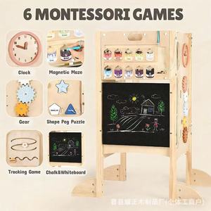 Cross-border wooden toddler toy table, children's <b>study</b> <b>desk</b>, early education table and chair combination, building block table - Product Image 2