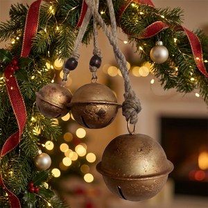 Campanas Colgantes de Metal para Navidad, Adorno Redondo para Árbol, Campana Dorada Hecha a Mano para Decoración del Hogar - Product Image 3