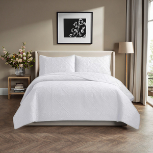 Juego de colcha y colcha de microfibra para todas las estaciones de estilo europeo con patrón geométrico de lujo personalizado 3 uds ropa de cama rosa para el hogar - Product Image 3