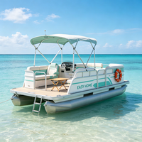 Bateau ponton en aluminium marin de 20 pieds, 8 places, pour famille, fête, pêche, certifié CE, moteur hors-bord