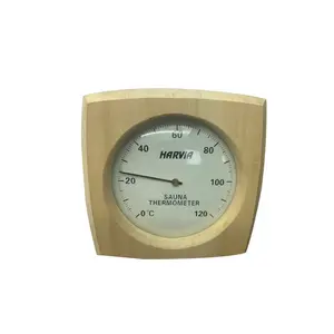 Yeni özel yuvarlak ahşap mekanik duvar Analog Sauna termometreler higrometre