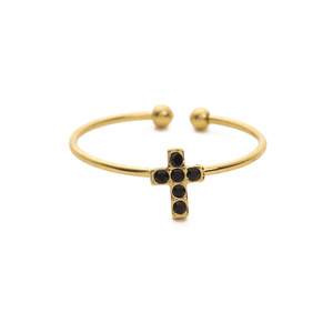 Großhandel 18 Karat vergoldeten Titan Stahl feinen <span class=keywords><strong>Ring</strong></span> Trendy Fashion Cross Crystal verstellbar für Männer und Frauen - Product Image 5