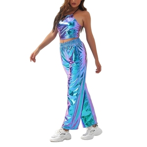 King Mcgreen Star – pantalon Rave brillant pour femme, vêtements holographiques, argent, danse, Wetlook, Hip Hop, Punk - Product Image 4