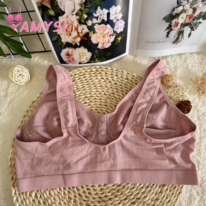 Amysi 002 # <span class=keywords><strong>reggiseno</strong></span> estivo da donna chiusura con bottone frontale con bottone in <span class=keywords><strong>cotone</strong></span> solido senza fili <span class=keywords><strong>reggiseno</strong></span> da <span class=keywords><strong>allattamento</strong></span> di grandi dimensioni - Product Image 4
