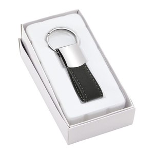 Portachiavi in PU Nero con Cuciture Verdi, Design a Moschettone in Gomma, Metallo e Cristallo, Stampa UV - Product Image 3