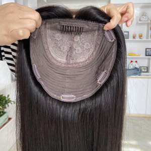 Natural Color Hair Toppers With Silk Base Human Hair Silk Top Toppers Virgin Hair Hand Tied Silk Base Toppers - Product Image 6