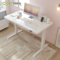 Bureau assis-debout en verre, cadre de bureau électrique réglable à double moteur pour bureau à domicile
