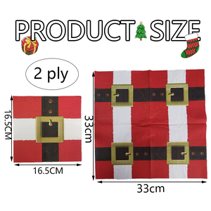 厂家直销价 6.5 X 6.5 英寸圣诞老人腰带一次性餐巾纸 冬季餐桌装饰圣诞餐巾纸 - Product Image 5