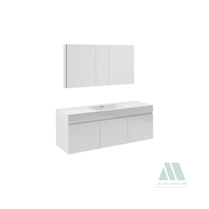 Tocador de baño de madera maciza de roble/Pino/ACACIA de diseño moderno al por mayor, cajones montados en la pared, espejo incluido, lavabo de cerámica duradero - Product Image 2