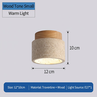 Lampe de plafond en travertin jaune naturel de style Wabi Sabi japonais, base en bois massif, lumière en pierre E27 pour entrée, salon