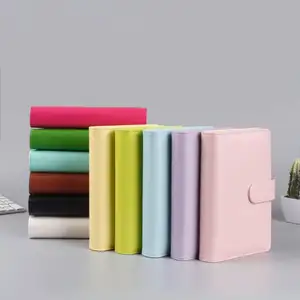 A5 A6 Diy Gifts Magnet Buckle Laser Refillable 6 Ring Loose Leaf Personal Planner Binder Blank Cover PU Leather Notebook