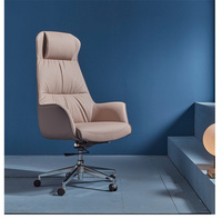 Chaise de bureau en cuir PU de haute qualité avec base en aluminium et accoudoirs fixes