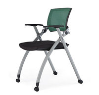 Chaise empilable pliable pour bureau à domicile avec roulettes de table pour ordinateur portable Chaise de bureau de visiteur ergonomique en maille de conférence empilable à bas prix