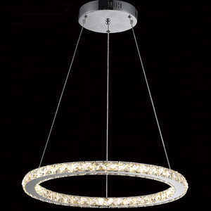 Zeal Lighting 2-Ring LED Crystal Popular Iron and Raindrop Glass <b>3</b>-<b>light</b> Hanging <b>Pendant</b> <b>Light</b> Chandelier - Product Image 3