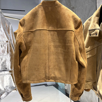 Veste en cuir verni noir brillant avec fermetures éclair, col montant, en cuir d'agneau véritable, style motard, automne