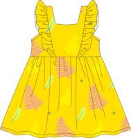Robe d'été personnalisée imprimée, douce pour la peau, confortable, ton jaune frais, style mignon, pour les sorties quotidiennes des bébés et des petites filles