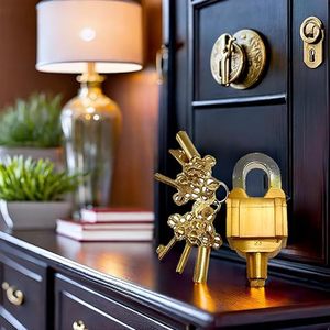 Fully Functional Antique Brass Door <b>Padlock</b> with 6 Unique Collectible Keys Handmade Combination Security Style Travel Locks - Product Image 5