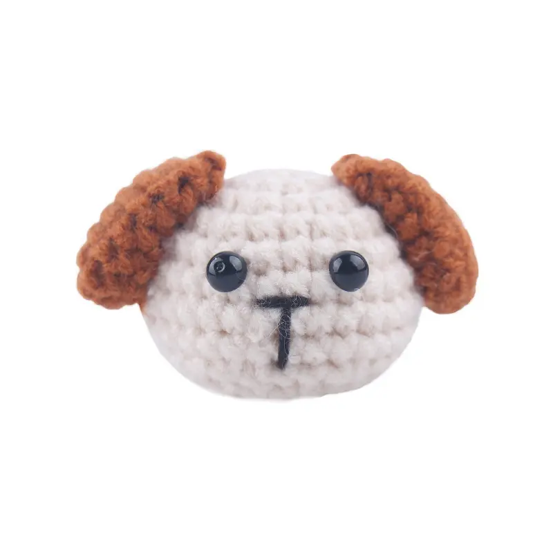 Neuankömmling Handmade Crochet Cartoon Hundekopf Zubehör für Schnuller Clip Pen Herstellung von Häkel perlen