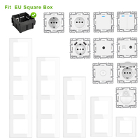 Interruptor táctil de panel de vidrio templado con control WiFi, USB, Cat6, 10A, 250V, para ordenador y TV, tipo enchufe alemán, para montaje DIY