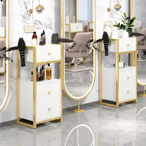 Modernes Salon-Möbelset aus Weiß und Gold Kunden spezifisches personal isiertes Friseursalon-Ausrüstung sset