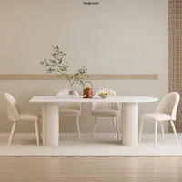 Ensemble table et chaises de salle à manger pour petit appartement, style crème minimaliste moderne, style français, luxe léger, îlot pliable, 4 places, en bambou