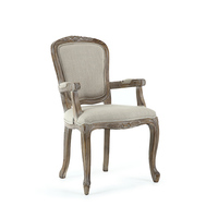 Chaise de salle à manger Anji Kasei, design moderne, en bois de caoutchouc, grand dossier haut, avec accoudoirs