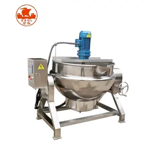 High quality Industrial Electric Gas Steam Jacketed Kettle Steam Pot with Mixer Cooking Port for Tomato Jam Pulp Paste