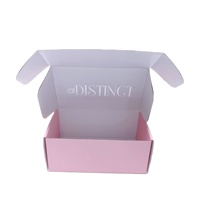 Boîte d'emballage de cosmétique, en carton ondulé rose blanc, avec Logo personnalisé, boîte expédition postale, 50 unités