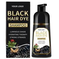 Shampoo colorant capillaire noir 2 en 1, shampooing aux herbes pour femmes et hommes, couvrant les cheveux gris, coloration capillaire nourrissante