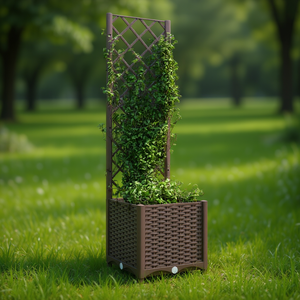 Jardinera con Rejilla para Plantas, Color Marrón, 15.7x15.7x53.5 Pulgadas, Diseño Moderno de PP para Patios Traseros - Product Image 2