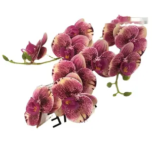 Hangu ODM Phalaenopsis 3 מזלגות 10 ראשי סחלבי בית דקורטיבי פרחי סחלבים מלאכותי פרח